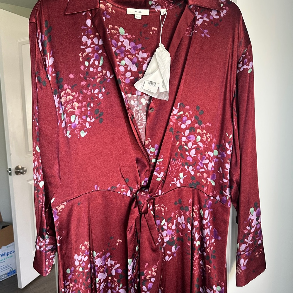 Vince Burgundy Floral Dress